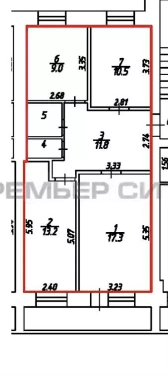 3-к. квартира, 66 м, 2/5 эт. - Фото 0