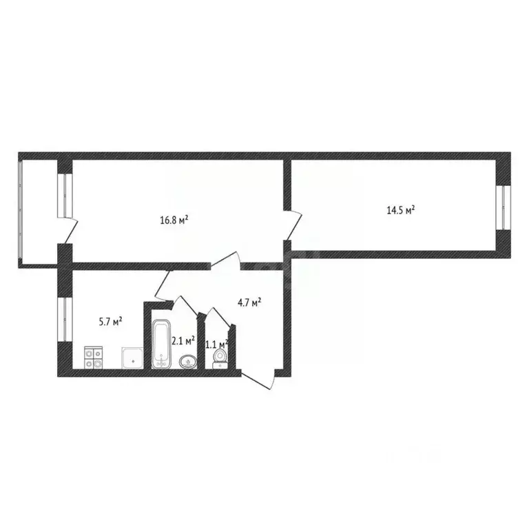 2-к кв. Нижегородская область, Нижний Новгород Юбилейная ул., 38 (48.8 ... - Фото 1
