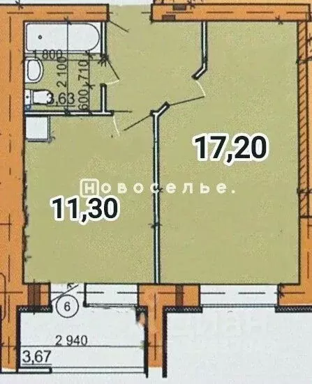 1-к кв. рязанская область, рыбное березовая ул, 7 (40.3 м) - Фото 1