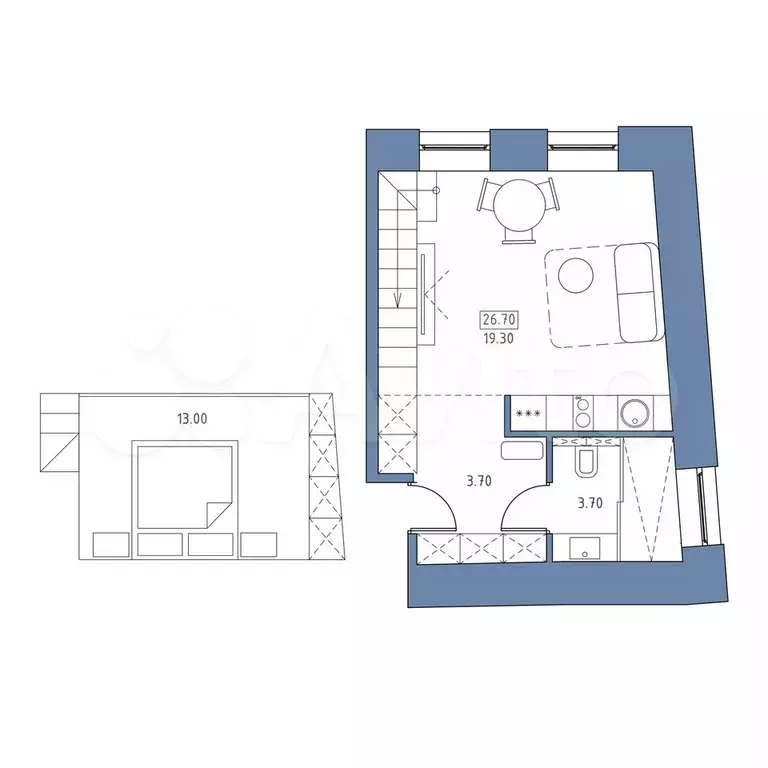 Квартира-студия, 26,7 м, 5/5 эт. - Фото 0