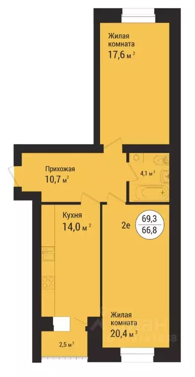 2-к кв. Тамбовская область, Тамбов ул. Имени С.И. Савостьянова, 14В ... - Фото 0
