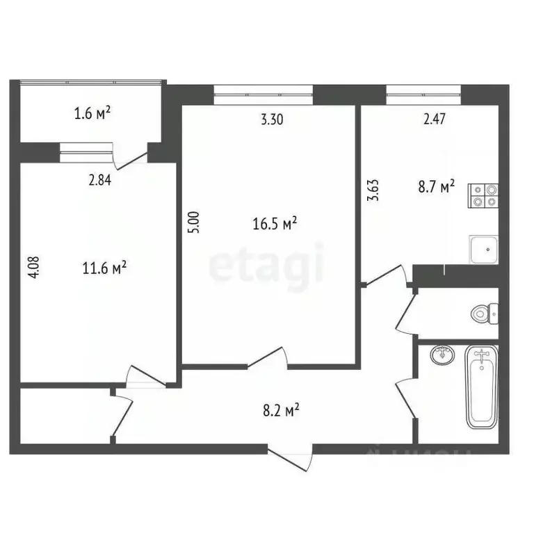 2-к кв. Татарстан, Набережные Челны Московский просп., 74 (50.9 м) - Фото 1