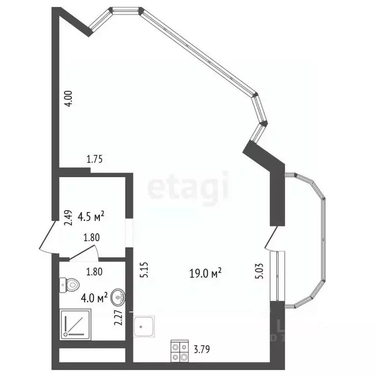 Студия Крым, Ялта ул. Щорса, 40 (44.4 м) - Фото 2