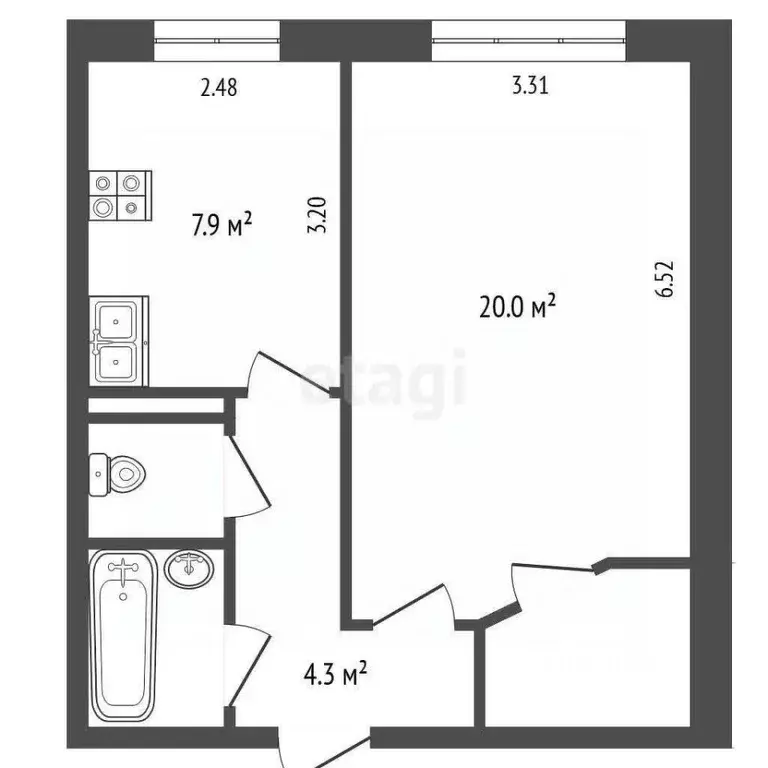 1-к кв. Татарстан, Набережные Челны просп. Сююмбике, 68 (35.9 м) - Фото 2