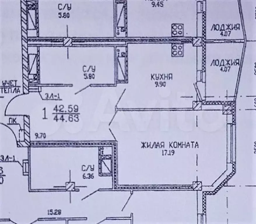 1-к. квартира, 44 м, 20/24 эт. - Фото 0