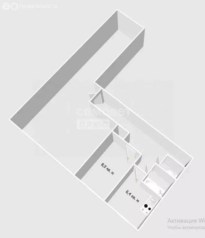 1к в 4-комнатной квартире (8.9 м) - Фото 2