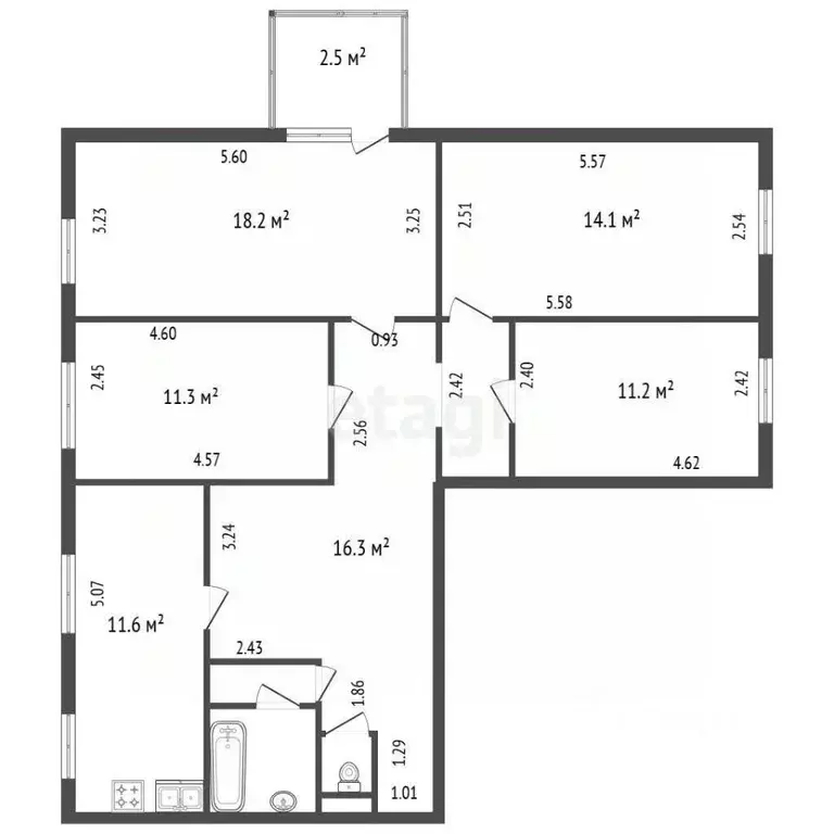 4-к кв. Санкт-Петербург Ситцевая ул., 17К2 (86.8 м) - Фото 2