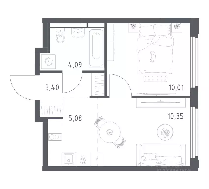 1-к кв. Московская область, Королев Юбилейный мкр, Космический Квартал ... - Фото 1