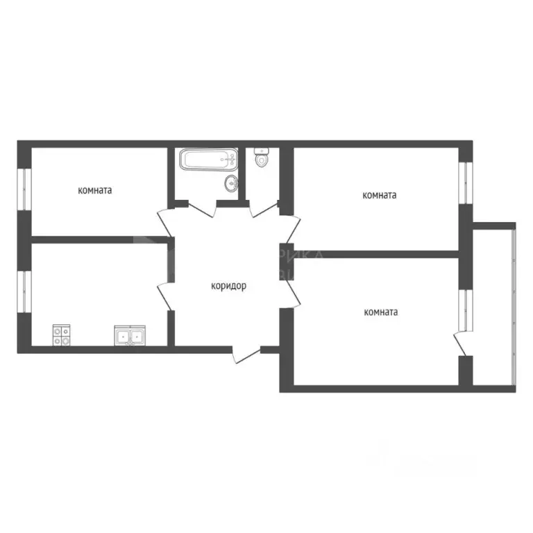 3-к кв. Тюменская область, Тюмень ул. Ватутина, 18 (58.0 м) - Фото 1