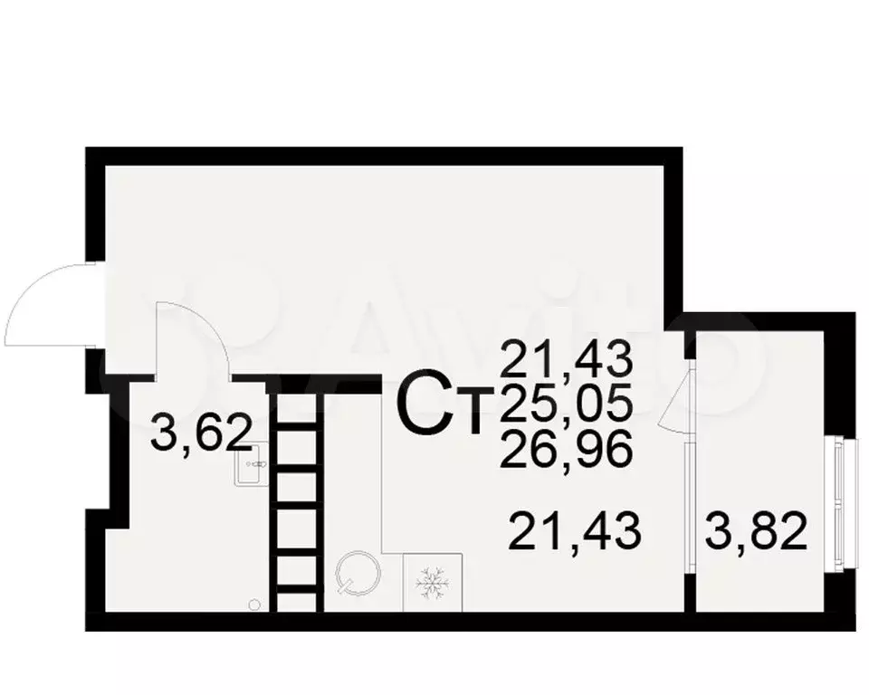 Квартира-студия, 27 м, 15/21 эт. - Фото 0