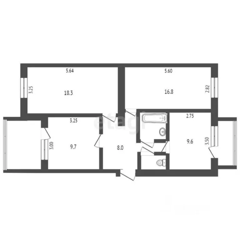 3-к кв. Карачаево-Черкесия, Черкесск ул. Космонавтов, 78 (74.0 м) - Фото 1