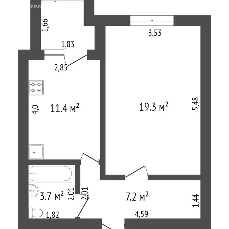 1-комнатная квартира: Нижний Новгород, улица Родионова, 191 (41.2 м) - Фото 1
