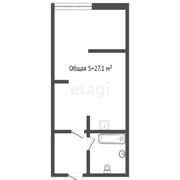 Квартира-студия: Кемерово, Ленинградский проспект, 44А (27.1 м) - Фото 0