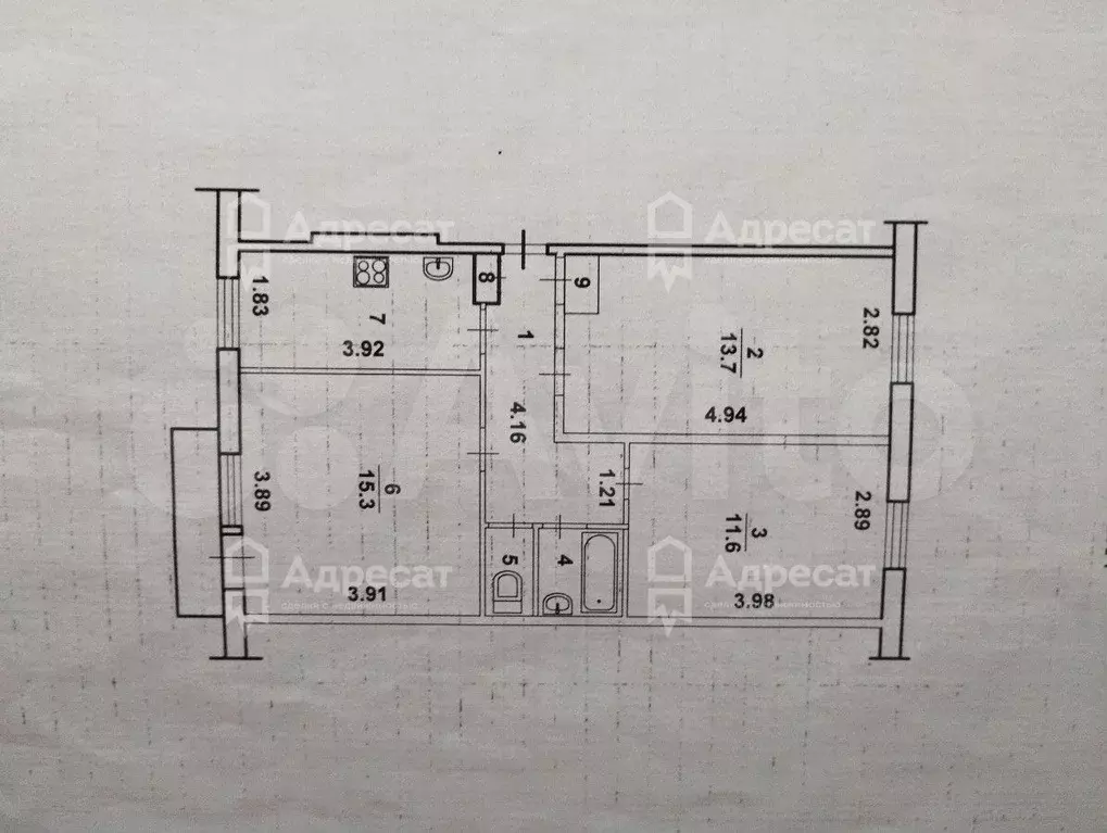 3-к. квартира, 59,5 м, 5/5 эт. - Фото 0