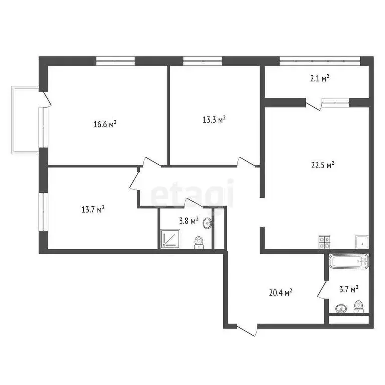 3-комнатная квартира: Обнинск, улица Курчатова, 25/1 (94 м) - Фото 0