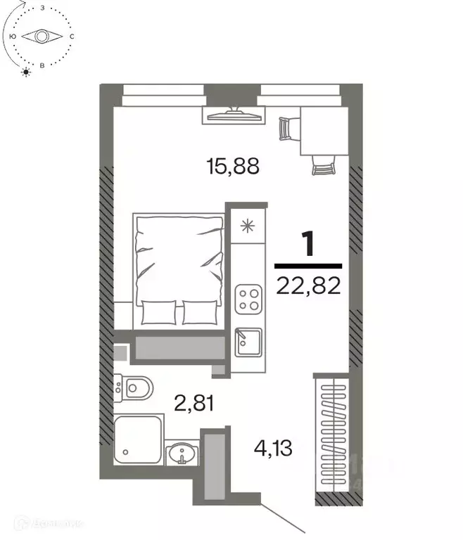 1-к кв. Рязанская область, Рязань Олимпийский городок мкр, 10 (22.82 ... - Фото 1