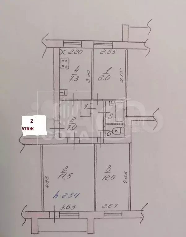 3-к. квартира, 63 м, 2/5 эт. - Фото 0