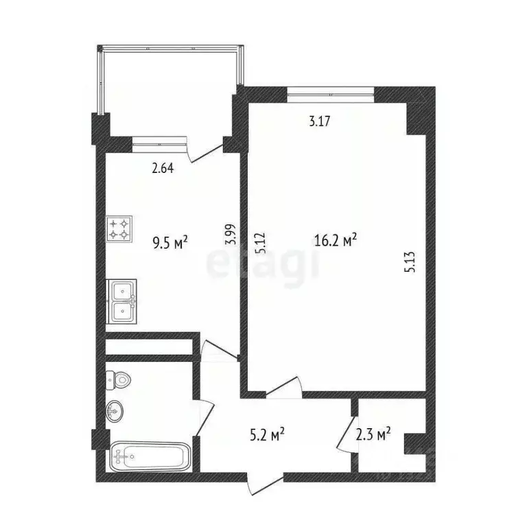 1-к кв. Вологодская область, Вологда ул. Сергея Преминина, 10Б (37.2 ... - Фото 2