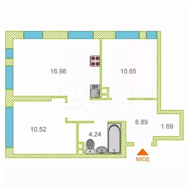 3-к кв. Тюменская область, Тюмень ул. Тимофея Чаркова, 91 (53.2 м) - Фото 1