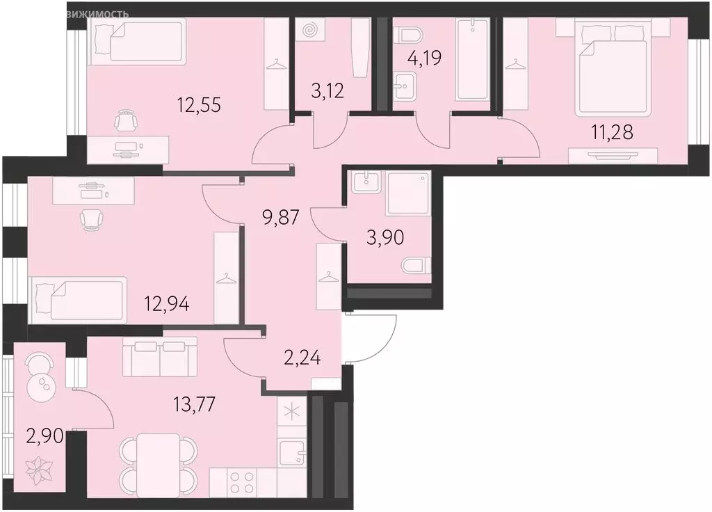 3-комнатная квартира: Екатеринбург, улица Академика Парина, 27 (75.31 ... - Фото 0