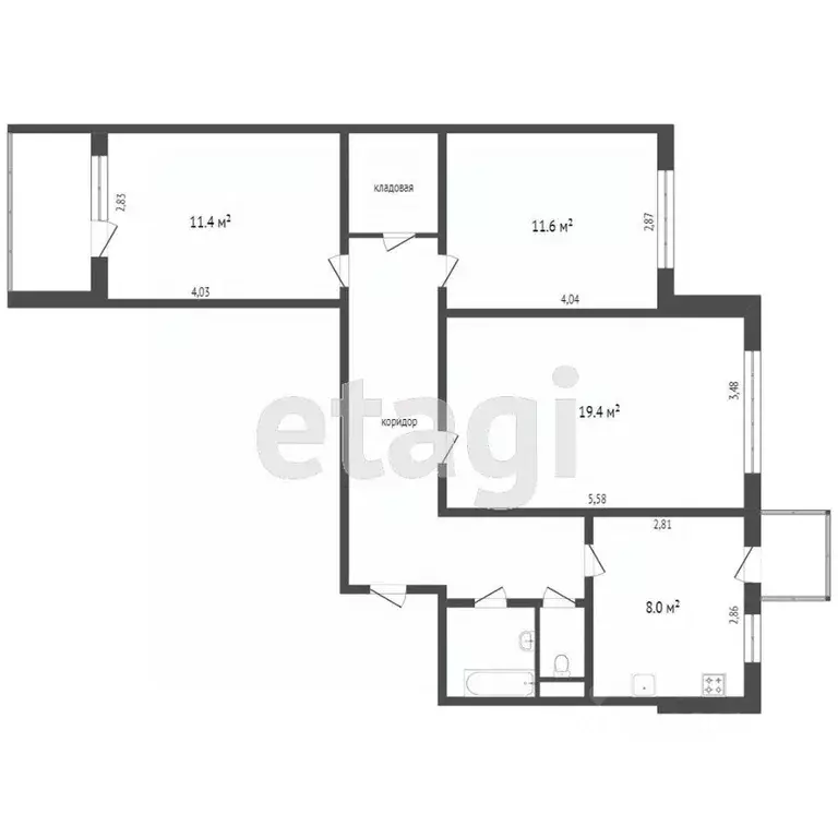 3-к кв. Воронежская область, Воронеж ул. Шишкова, 101 (68.0 м) - Фото 1