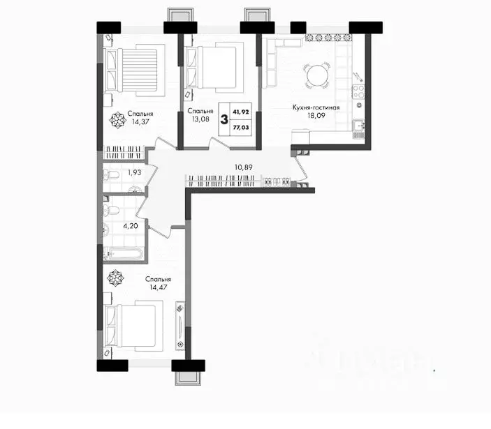 3-к кв. Краснодарский край, Краснодар ул. Имени Генерала Брусилова, ... - Фото 0
