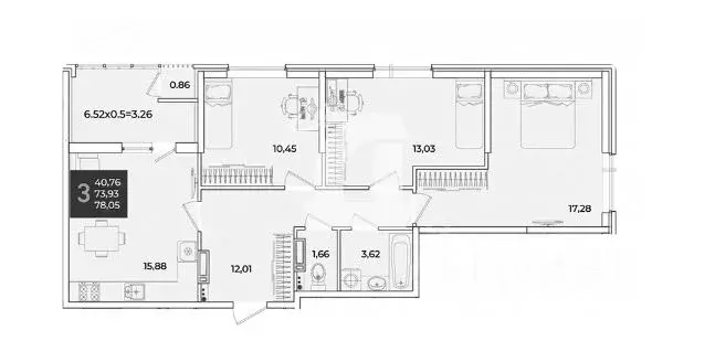 3-к кв. Краснодарский край, Краснодар ул. Кирилла Россинского, 3/1к1 ... - Фото 1