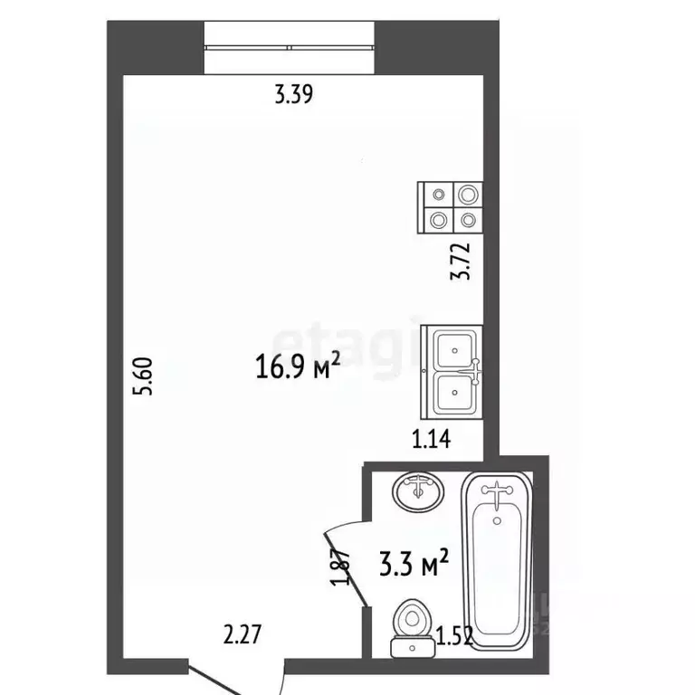 Студия Татарстан, Набережные Челны пос. ГЭС, 8-й комплекс, 14 (17.0 м) - Фото 1