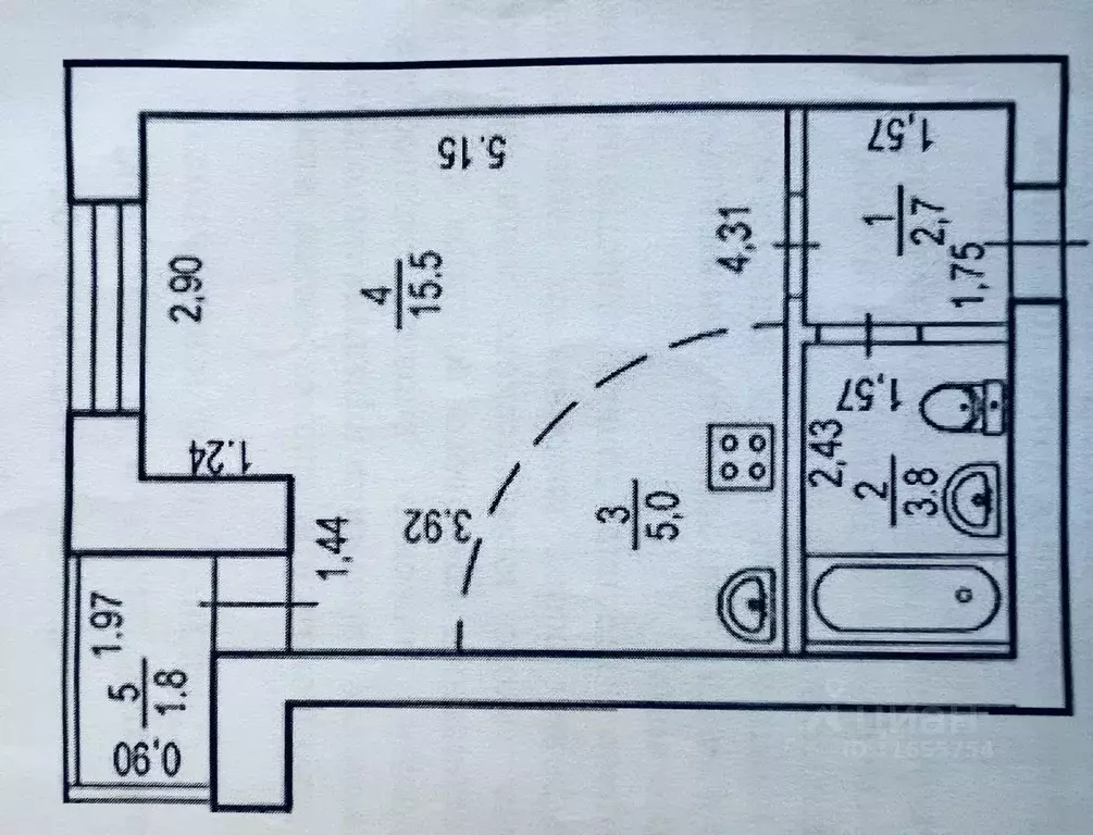 Студия Башкортостан, Уфа ул. Геологов, 53 (28.0 м) - Фото 1