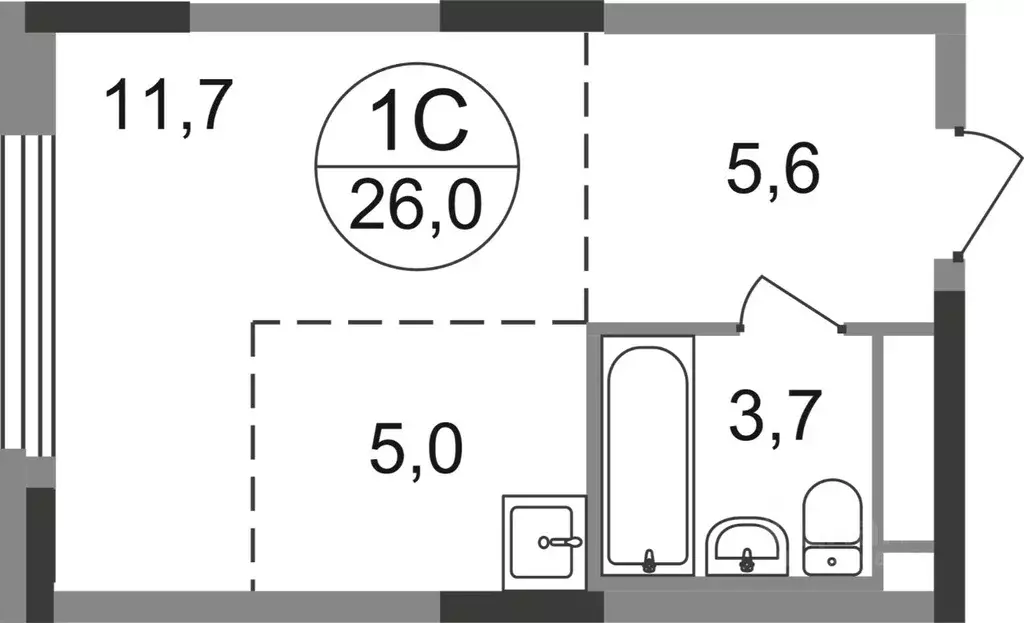 Студия Москва Переделкино Ближнее мкр, 13-й кв-л,  (26.0 м) - Фото 0