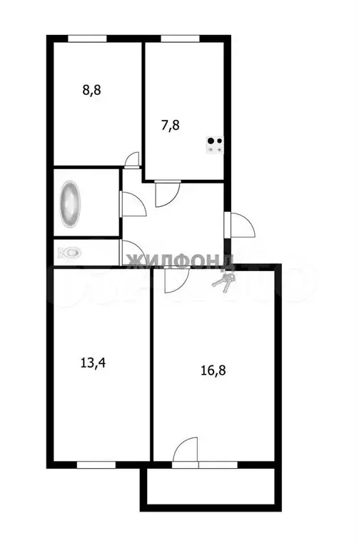 3-к. квартира, 59,1 м, 5/5 эт. - Фото 0