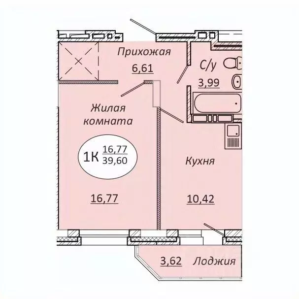 1-к кв. Новосибирская область, Новосибирск 2-я Воинская ул., 53 (39.6 ... - Фото 0