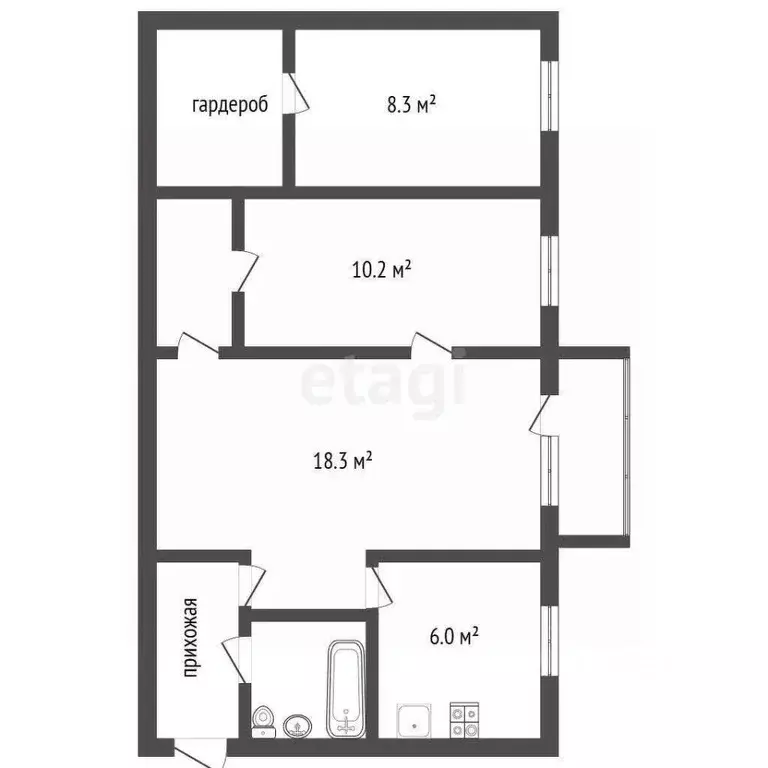 2-к кв. Воронежская область, Воронеж Костромская ул., 8 (42.3 м) - Фото 2