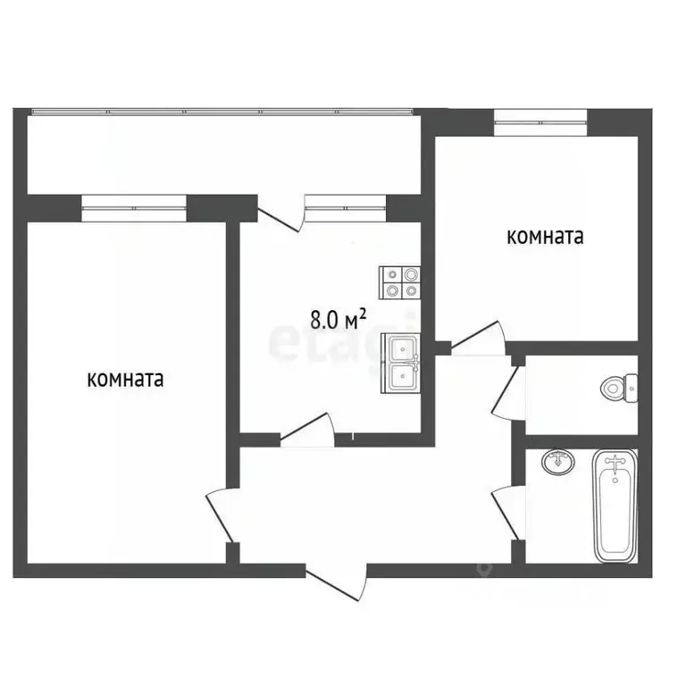 2-к кв. Ярославская область, Ярославль ул. Гагарина, 32 (52.0 м) - Фото 2