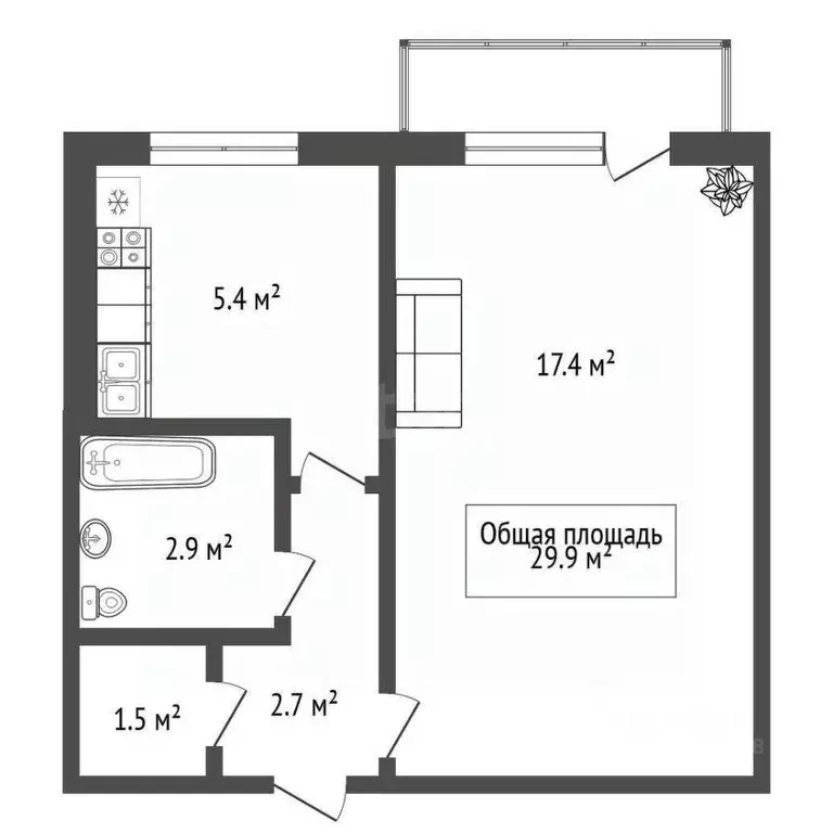 1-к кв. Новосибирская область, Новосибирск ул. Бориса Богаткова, 247 ... - Фото 1