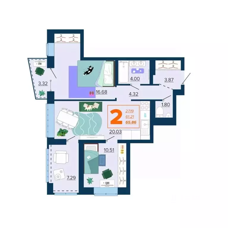 2-к кв. Брянская область, Брянск Московский мкр, Микрорайон Акватория ... - Фото 1