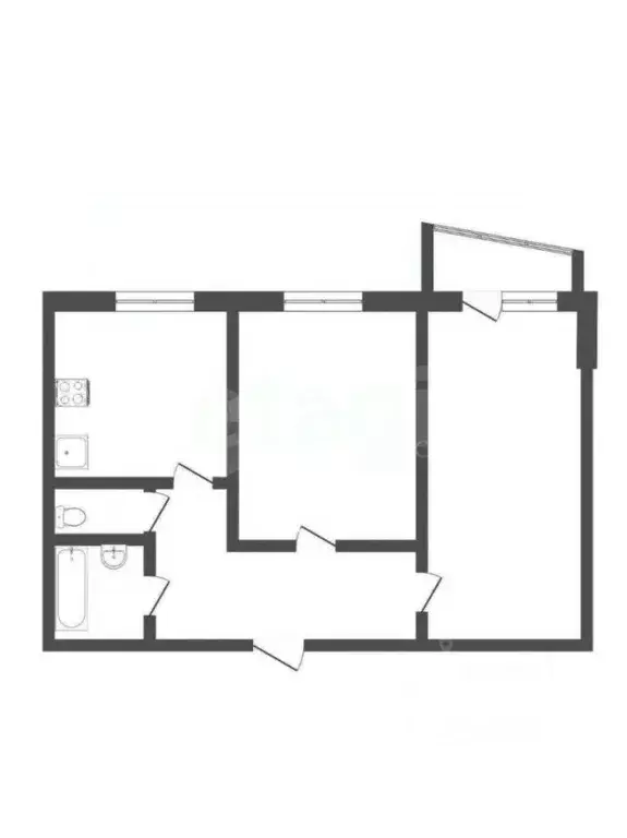 2-к кв. Татарстан, Казань ул. Фатыха Амирхана, 91 (50.3 м) - Фото 2