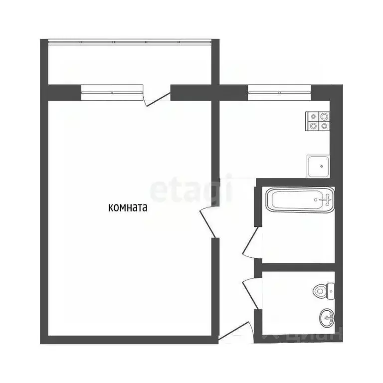 1-к кв. Ярославская область, Ярославль ул. Калинина, 1/165 (36.8 м) - Фото 2