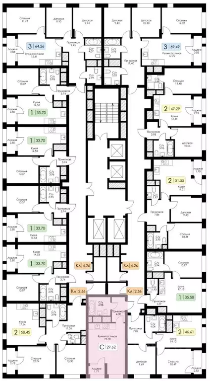 Студия Тульская область, Тула Один жилой комплекс (29.62 м) - Фото 2