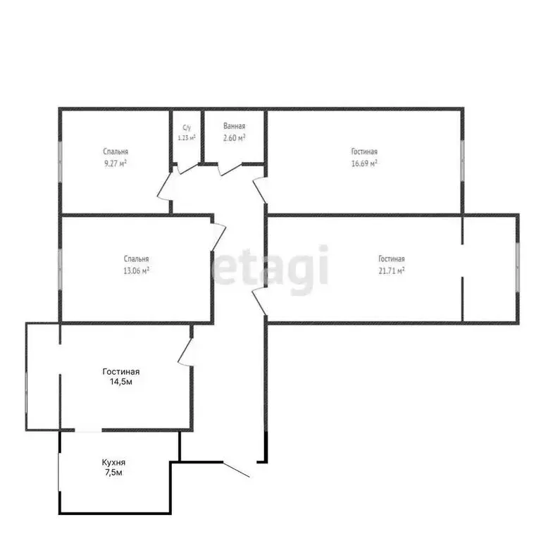 4-комнатная квартира: Махачкала, проспект Петра I, 107Вк1 (100 м) - Фото 1