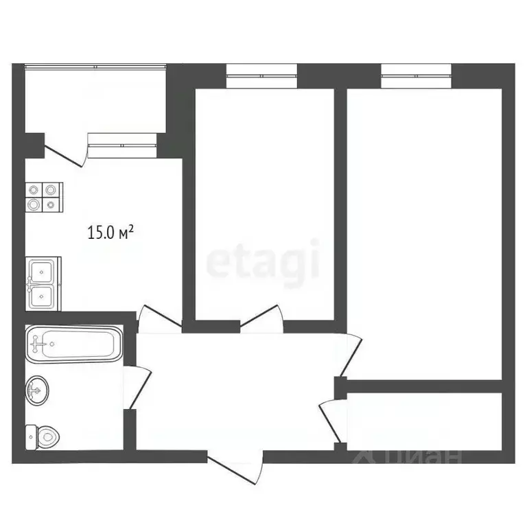 2-к кв. Ростовская область, Батайск ул. Ушинского, 3 (47.7 м) - Фото 2