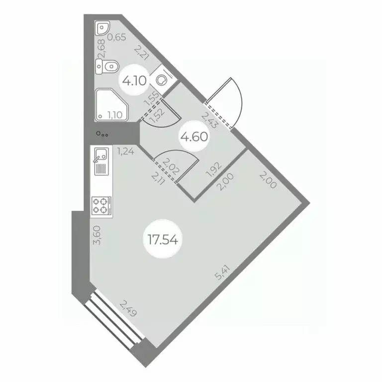 Студия Санкт-Петербург ул. Маршала Захарова, 8 (26.24 м) - Фото 0