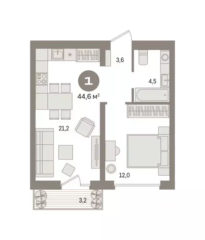 1-к кв. Ханты-Мансийский АО, Сургут 35-й мкр, Квартал Новин жилой ... - Фото 2