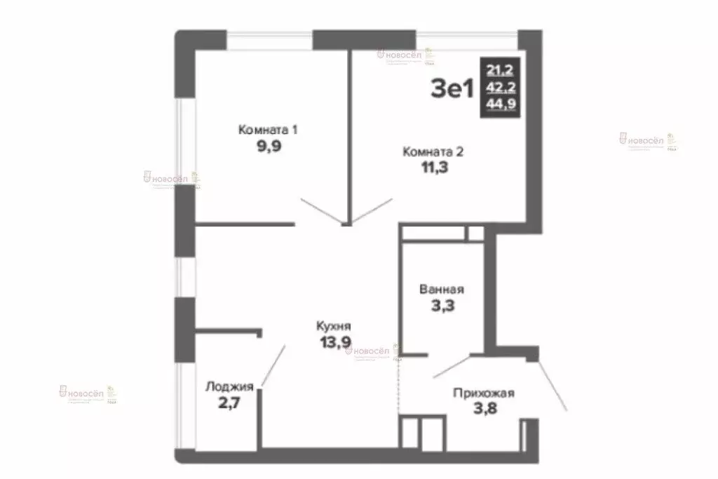 2-комнатная квартира: Екатеринбург, улица Пехотинцев, 2В (45 м) - Фото 1