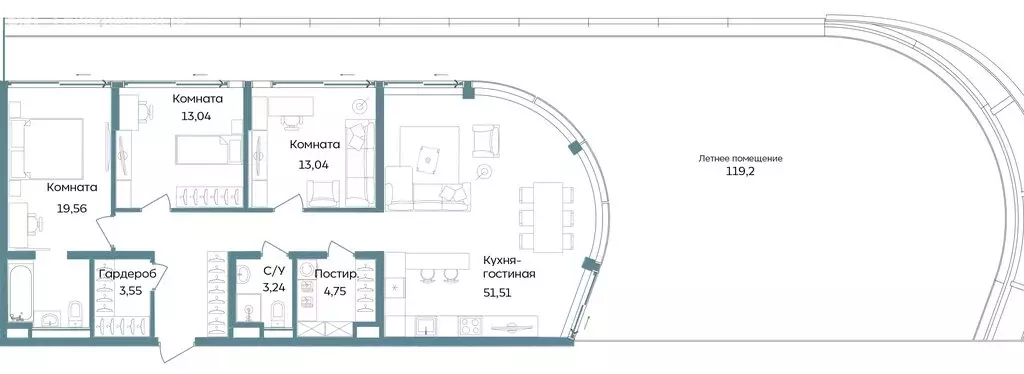 3-комнатная квартира: Республика Крым, Саки, курортный кластер Темпо ... - Фото 1