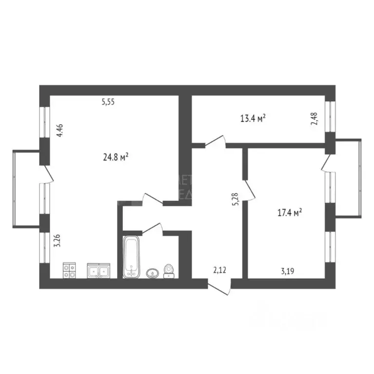 3-к кв. Тюменская область, Тюмень ул. Орджоникидзе, 50А (81.9 м) - Фото 1