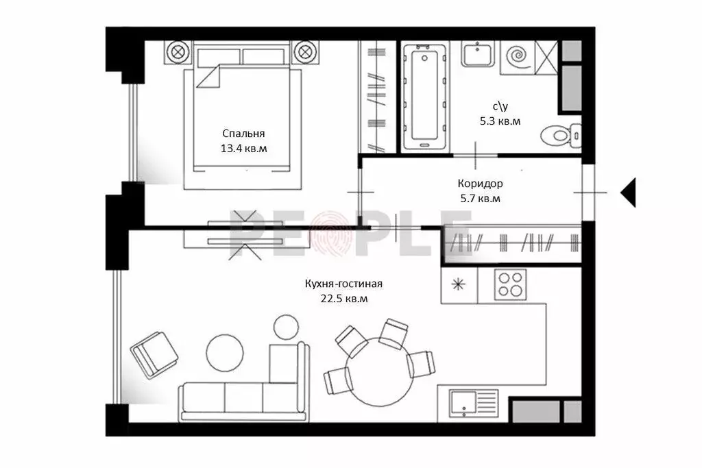 1-комнатная квартира: Москва, улица Василия Ланового, 7с2 (46.4 м) - Фото 1