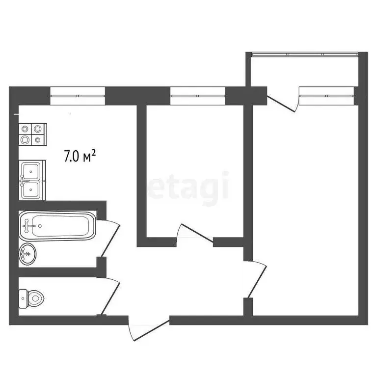 2-комнатная квартира: Томск, улица Белинского, 84 (44.05 м) - Фото 0