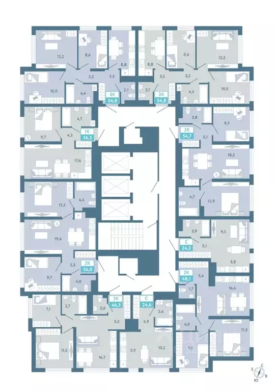 Студия Тюменская область, Тюмень Айрис жилой комплекс (24.6 м) - Фото 2