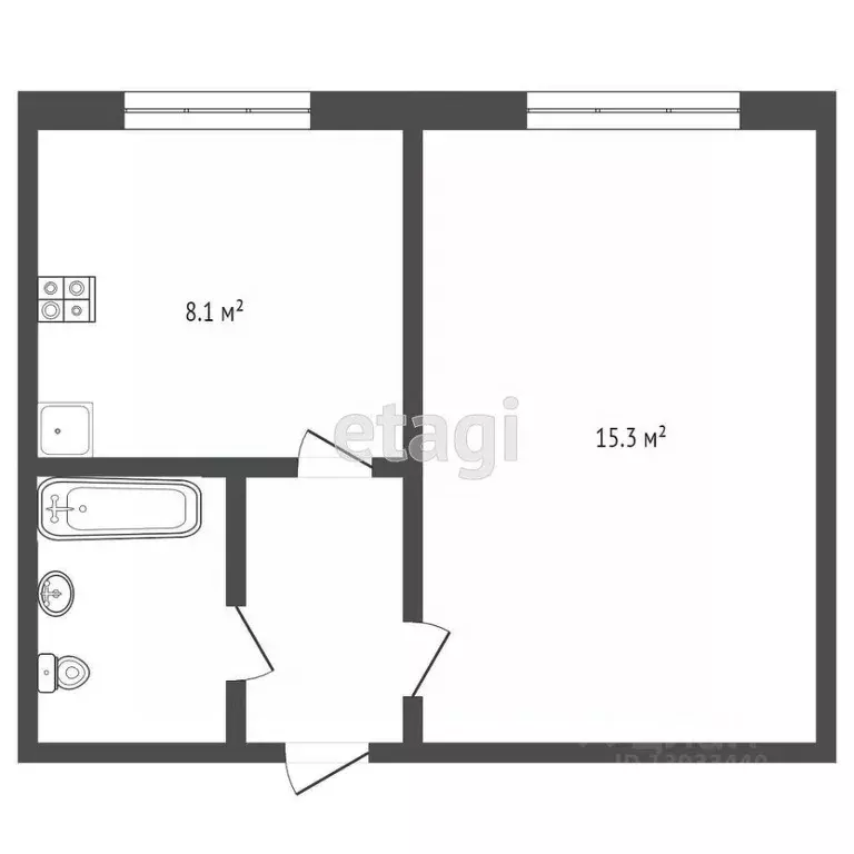 2-к кв. Тюменская область, Тюмень ул. 50 лет Октября, 63а (37.7 м) - Фото 2